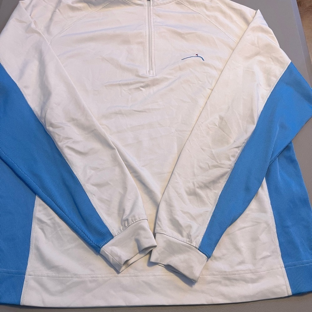 Footjoy Men’s 1/4 Zip pullover blue/white large